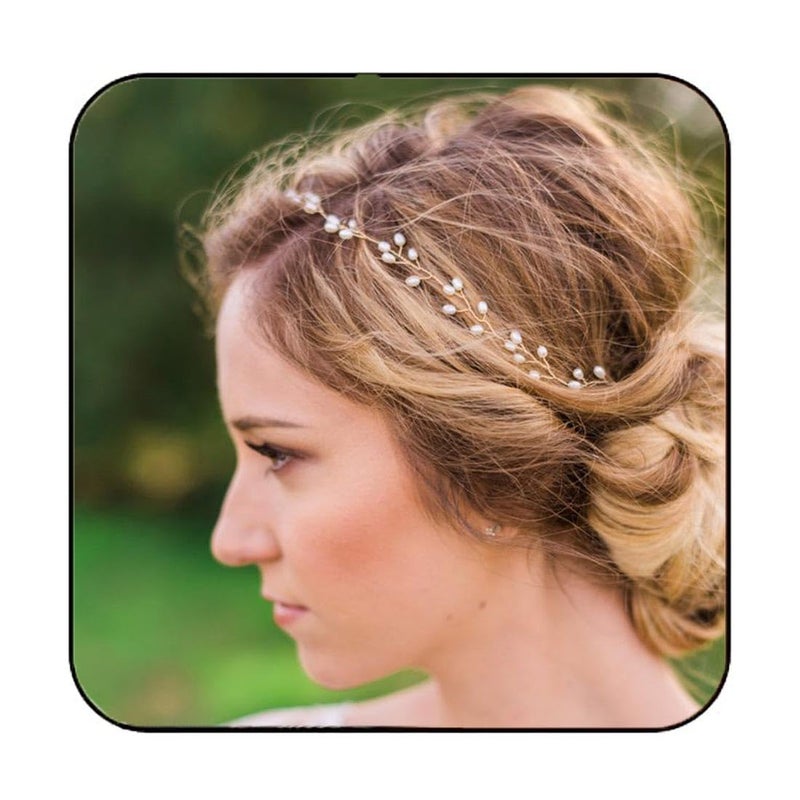 Catery Bridal Headbands Pearl Hair Vine Wedding Headpiece Bride Head Band Accessories for Women and Girls (Gold) - Image 1